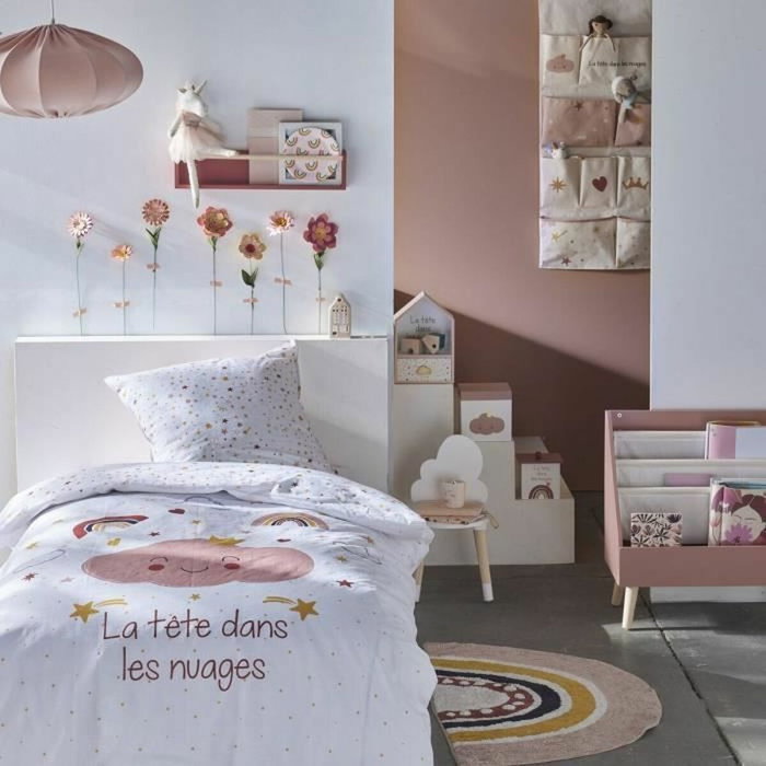 Today Ensemble parure de lit enfant Arc en Ciel et coffre rangement pouf - 140 x 200 cm