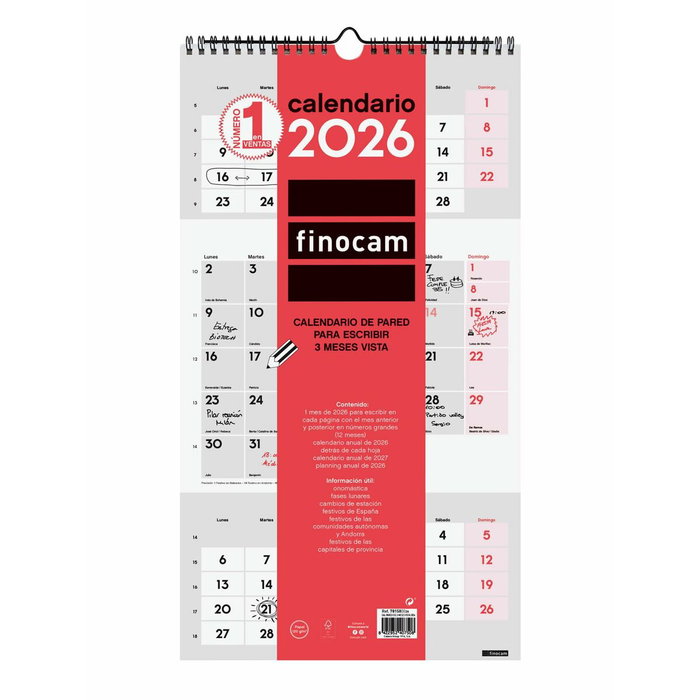 calendrier mural Finocam Papier 23,6 x 43 cm calendrier mural Finocam Papier 23,6 x 43 cm