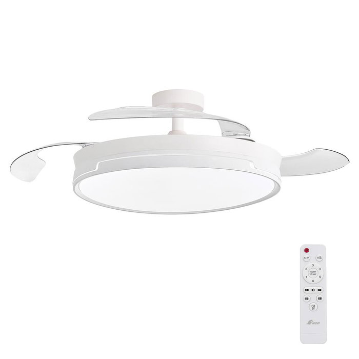 Yoevu CONCEPT RAY Ventilateur de plafond blanc avec LED et pales rétractables