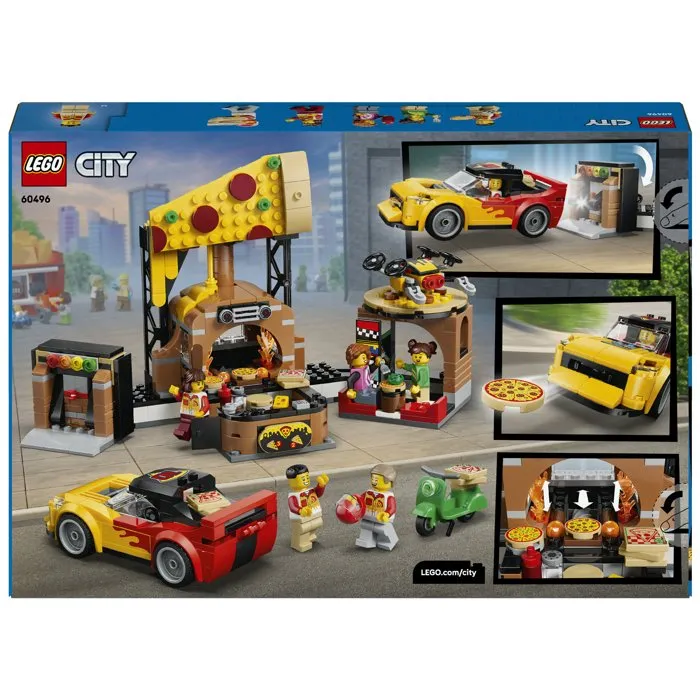 LEGO City 60496 La Pizzeria et ses Véhicules de Livraison - Jeu de Construction avec Voiture, Scooter et Drone pour Enfants dès 6 Ans