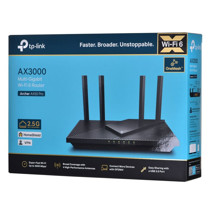 TP-Link Archer AX55 Pro Routeur Wi-Fi 6 AX3000 Dual-Band Noir