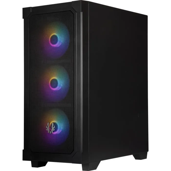 Bitfenix Graph ARGB, Boîtier PC Moyen Tour Noir ATX avec 4 Ventilateurs A-RGB, Façade Mesh et Panneau en Verre Trempé