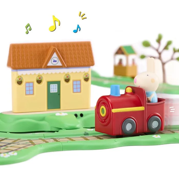 Bandai Coffret Train Peppa Pig Whizz Around - Circuit Sonore avec Gare Interactive et Figurines - COP8344