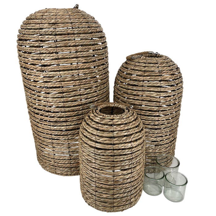 Bougeoir Home ESPRIT osier Verre 40 x 40 x 83 cm