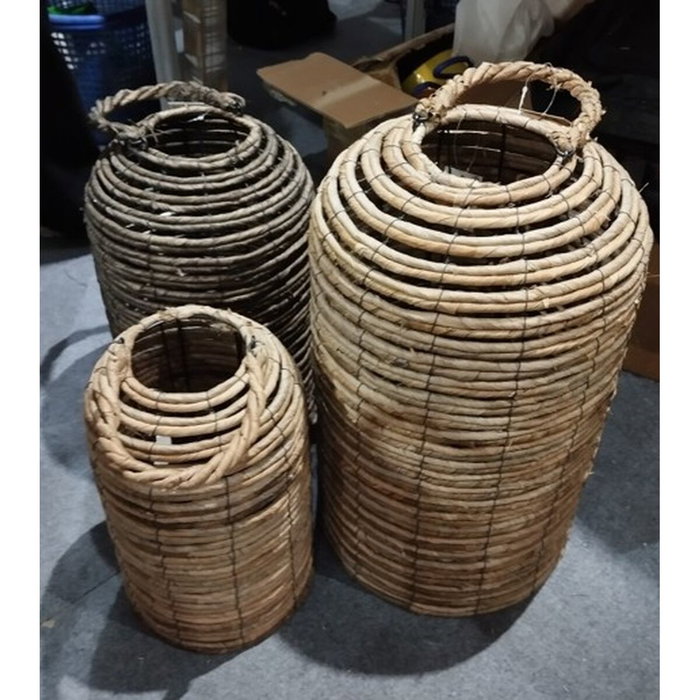 Bougeoir Home ESPRIT osier Verre 40 x 40 x 83 cm