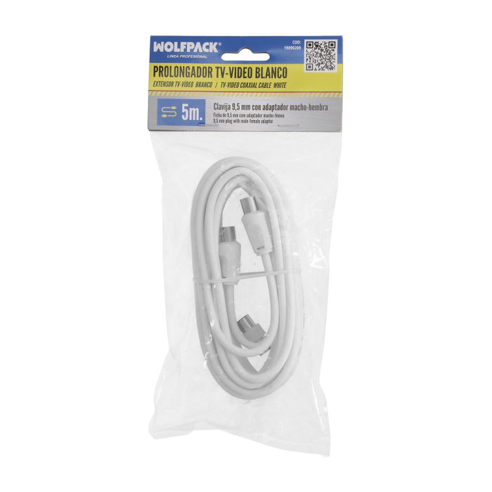 WOLFPACK LINEA PROFESIONAL Rallonge TV-Vidéo 5 m avec Adaptateur 9,5 mm