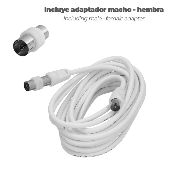 WOLFPACK LINEA PROFESIONAL Rallonge TV-Vidéo 5 m avec Adaptateur 9,5 mm
