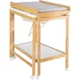 Roba Table à langer avec baignoire coulissante intégrée - Inclus matelas déperlant gris style Roba et tablette de rangement - Bambou naturel et blanc - Jusqu'à 11 kg