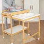 Roba Table à langer avec baignoire coulissante intégrée - Inclus matelas déperlant gris style Roba et tablette de rangement - Bambou naturel et blanc - Jusqu'à 11 kg