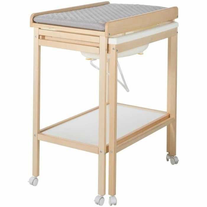 Roba Table à langer avec baignoire coulissante et matelas déperlant Gris