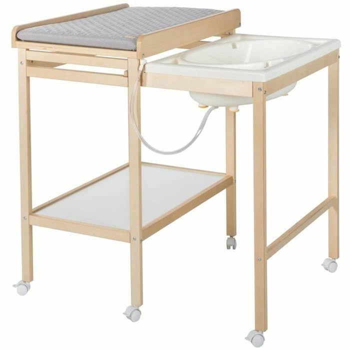 Roba Table à langer avec baignoire coulissante et matelas déperlant Gris