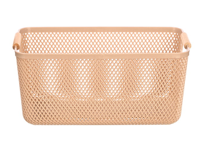 KIPIT Panier en plastique avec anse en bambou beige