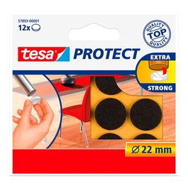 Tesa Patins en feutre adhésif circulaire, Marron, Ø22 mm, 12 pcs