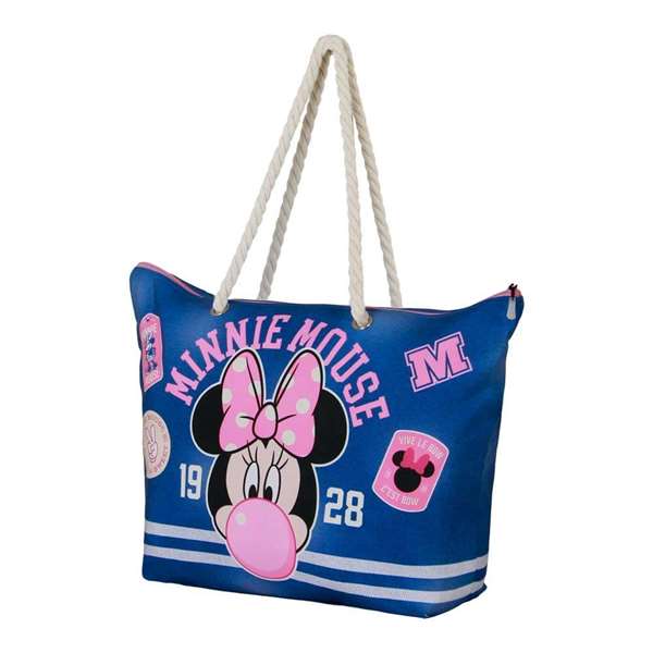 Karactermania Sac de Plage Soleil Minnie Mouse Varsity 52 x 17 x 37 cm - Sac à Dos à Bandoulière en Polyester pour Enfant - Bleu