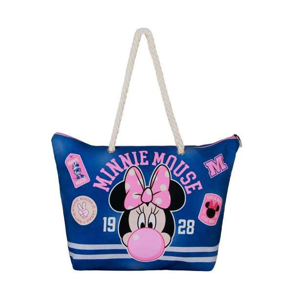 Karactermania Sac de Plage Soleil Minnie Mouse Varsity 52 x 17 x 37 cm - Sac à Dos à Bandoulière en Polyester pour Enfant - Bleu