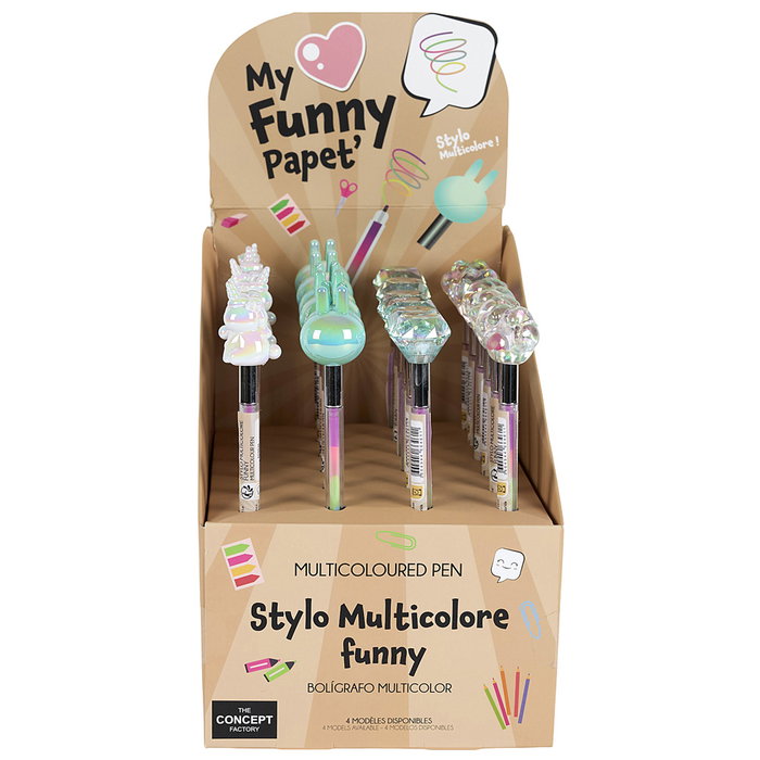 The Concept Factory Stylo Multicolore Funny Kawaii Assorti
