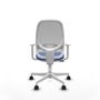 PIQUERAS Y CRESPO Chaise de bureau Cilanco Synchro Bleu Maille Gris, Accoudoirs blancs, Sans appui-tête