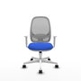 PIQUERAS Y CRESPO Chaise de bureau Cilanco Synchro Bleu Maille Gris, Accoudoirs blancs, Sans appui-tête