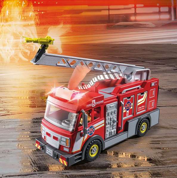 PLAYMOBIL Camion de Pompiers City Action 71233 avec Échelle et effets son et lumière