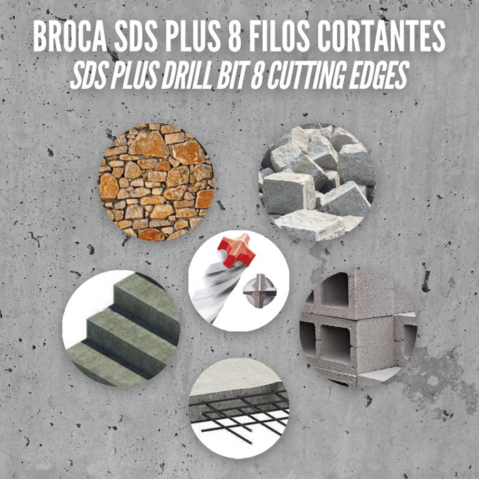 WOLFPACK LINEA PROFESIONAL Broca SDS Plus 7 x 100 mm pour béton armé WOLFPACK LINEA PROFESIONAL Broca SDS Plus 7 x 100 mm pour béton armé