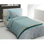 Home Linge Passion Parure de couette LOUXOR 140 x 200 cm - Housse de couette + 1 taie d'oreiller - 100% Coton 57 fils, vert émeraude