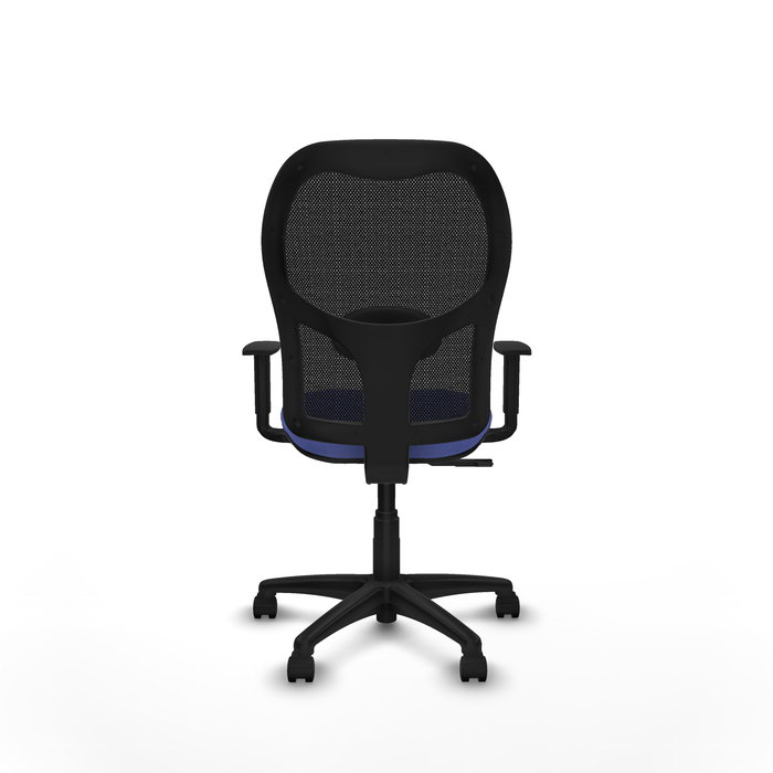 Chaise Alocén Synchro 3 positions tissu Bleu clair Maille Noir Structure polyamide noire Accoudoir 1D Sans appui-tête Roulettes en nylon 50 mm
