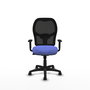 Chaise Alocén Synchro 3 positions tissu Bleu clair Maille Noir Structure polyamide noire Accoudoir 1D Sans appui-tête Roulettes en nylon 50 mm