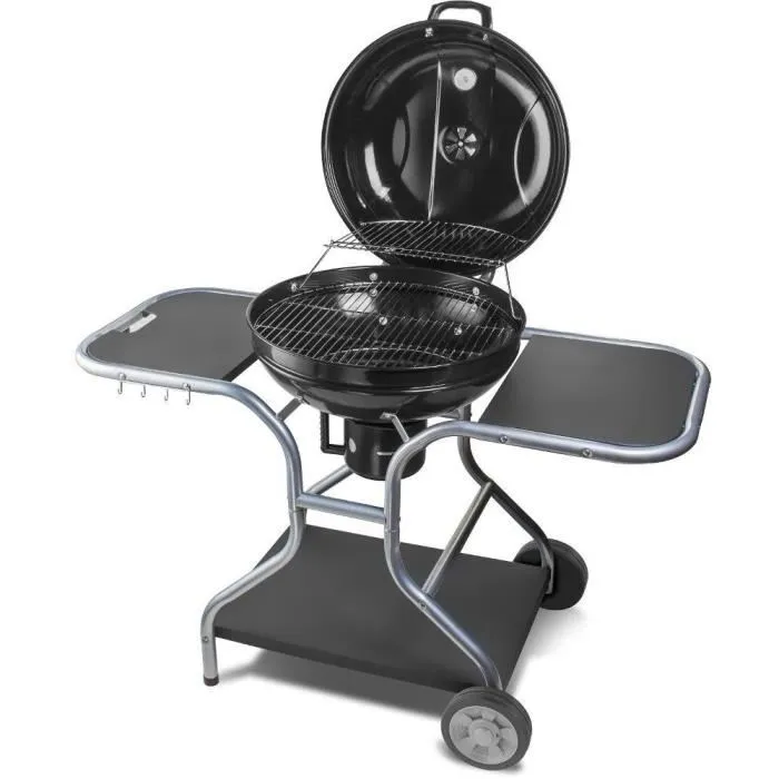 Fieldmann FZG 1014 Barbecue à charbon de bois avec thermomètre et roulettes, gril 54 cm