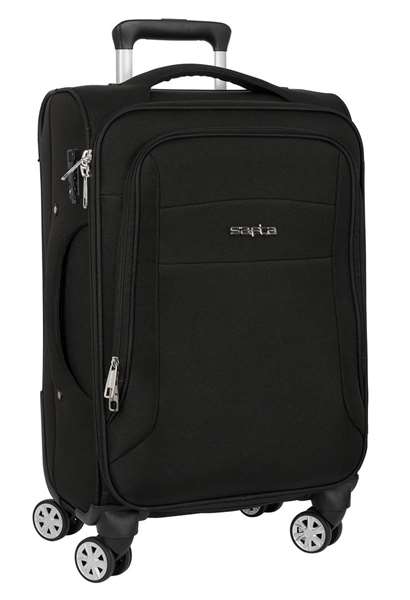 Safta - Trolley cabine souple 20" Business Black, valise à main 35x51x20 cm en nylon 900D et cuir PVC