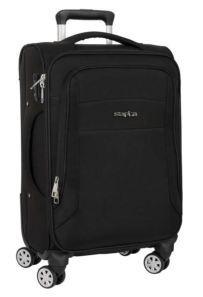Safta - Trolley cabine souple 20" Business Black, valise à main 35x51x20 cm en nylon 900D et cuir PVC