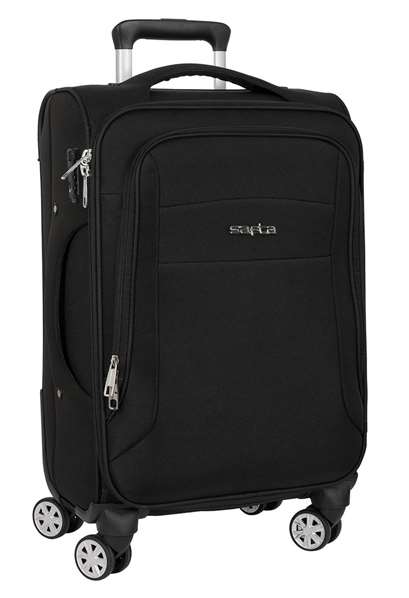 Safta - Trolley cabine souple 20" Business Black, valise à main 35x51x20 cm en nylon 900D et cuir PVC