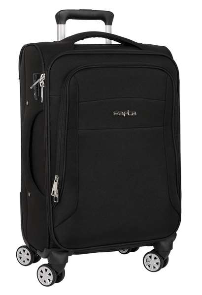 Safta - Trolley cabine souple 20" Business Black, valise à main 35x51x20 cm en nylon 900D et cuir PVC