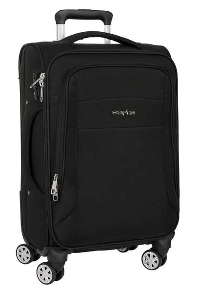 Safta - Trolley cabine souple 20" Business Black, valise à main 35x51x20 cm en nylon 900D et cuir PVC