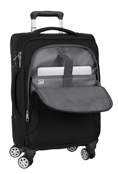 Safta - Trolley cabine souple 20" Business Black, valise à main 35x51x20 cm en nylon 900D et cuir PVC