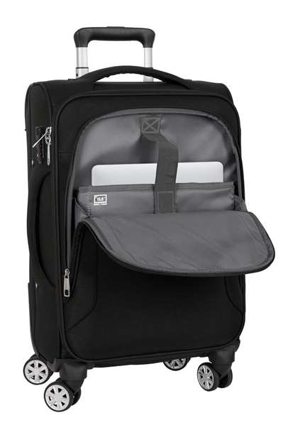 Safta - Trolley cabine souple 20" Business Black, valise à main 35x51x20 cm en nylon 900D et cuir PVC