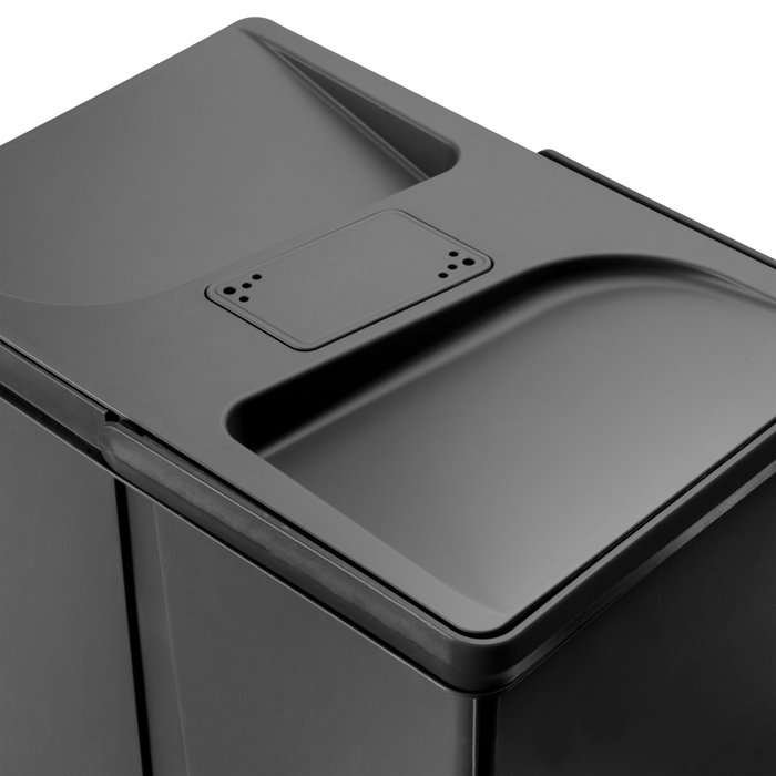 Emuca Poubelles pour tiroir de cuisine Recycle avec couvercle anti-odeurs, Hauteur 266, 1x15litres, Plastique, Noir