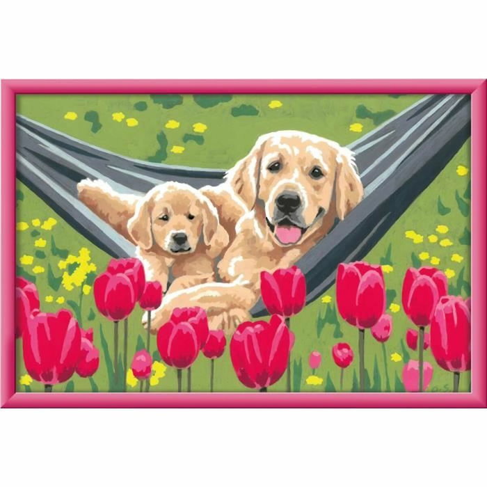 Ravensburger CreArt Kids Kit de peinture par numéros Labrador et tulipes, 31x21 cm