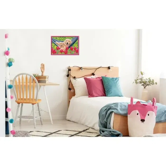 Ravensburger 25852 CreArt Kids - Kit de peinture par numéros avec cadre - Labrador et tulipes - 31x21 cm - À partir de 7 ans