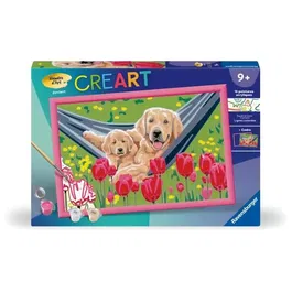 Ravensburger 25852 CreArt Kids - Kit de peinture par numéros avec cadre - Labrador et tulipes - 31x21 cm - À partir de 7 ans