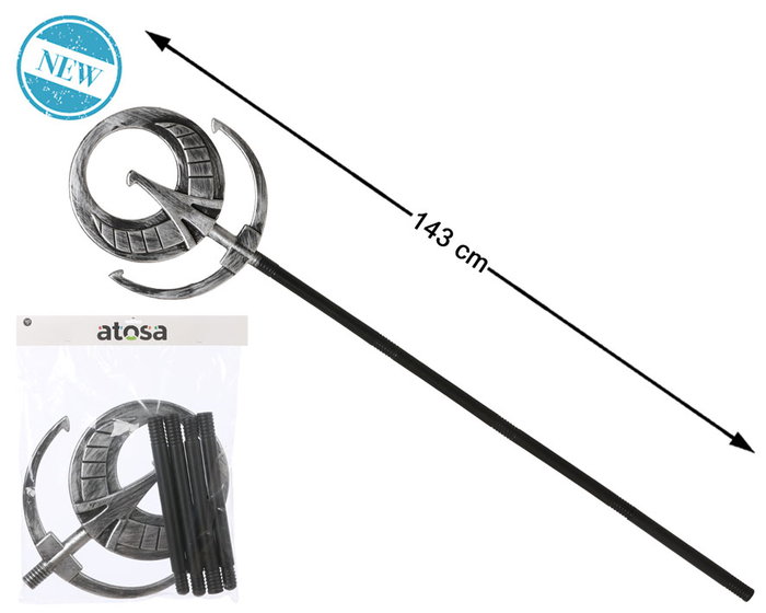 Atosa Bâton Égyptien 143 cm avec Symbole du Dieu du Soleil Argenté Atosa Bâton Égyptien 143 cm avec Symbole du Dieu du Soleil Argenté