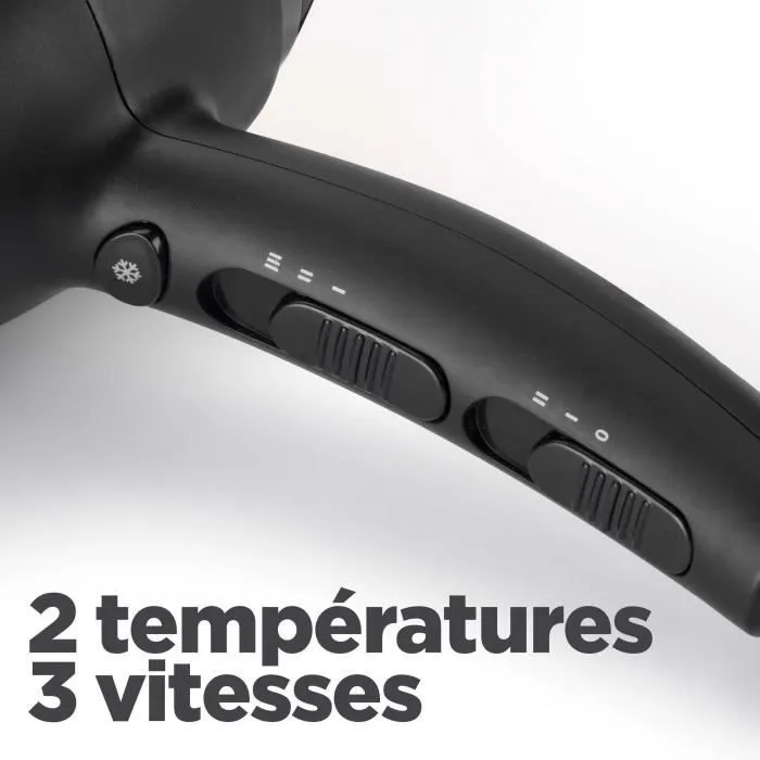 BaByliss Power Dry 2100 Seche-cheveux D563DE 2100W avec Concentrateur et Diffuseur, 3 Températures et 2 Vitesses, Technologie Céramique