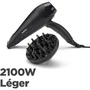 BaByliss Power Dry 2100 Seche-cheveux D563DE 2100W avec Concentrateur et Diffuseur, 3 Températures et 2 Vitesses, Technologie Céramique