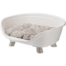 Ferplast - Panier corbeille coussin relax blanc Taille M pour chat et petit chien - Corbeille ventilée avec coussin confortable - 64 x 48 x 25 cm