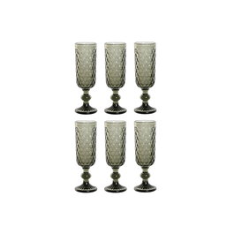 Set de Verres Home ESPRIT Gris Verre 150 ml (6 Unités)
