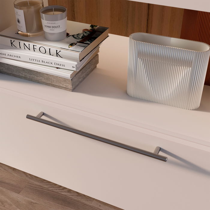 Emuca Poignée pour meubles Orlando, L336mm, entraxe 256mm, Acier, Nickel satiné