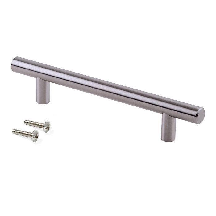 Emuca Poignée pour meubles Orlando, L336mm, entraxe 256mm, Acier, Nickel satiné Emuca Poignée pour meubles Orlando, L336mm, entraxe 256mm, Acier, Nickel satiné