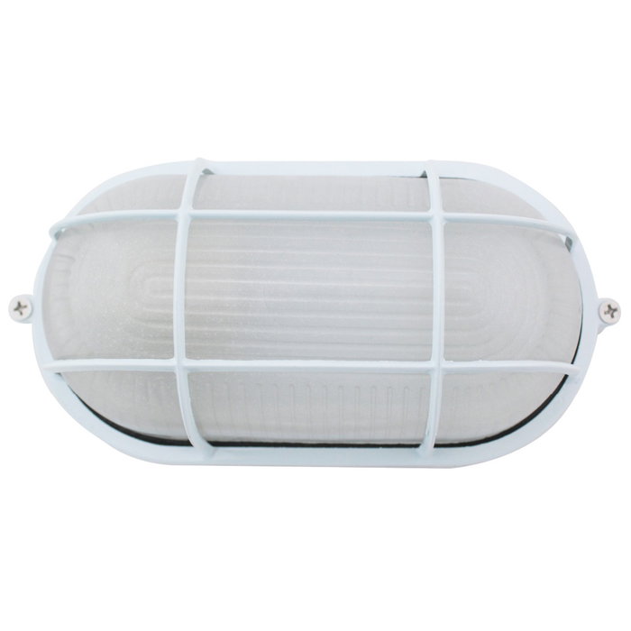 GSC Evolution Applique ovale en aluminium blanc avec grille, E27, Max 60W