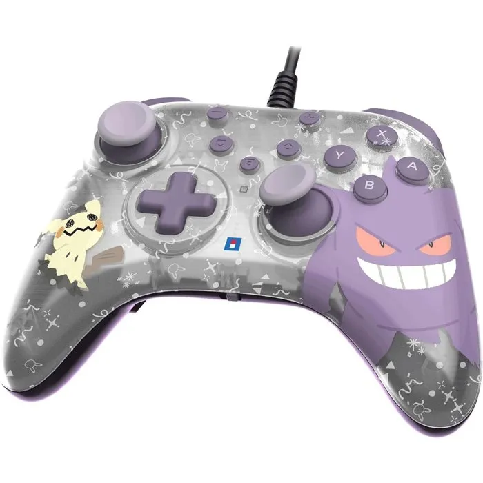 Hori Manette filaire Pokémon Horipad Turbo Ectoplasma & Mimiqui avec boutons arrière programmables pour Nintendo Switch, Switch OLED et Switch 2