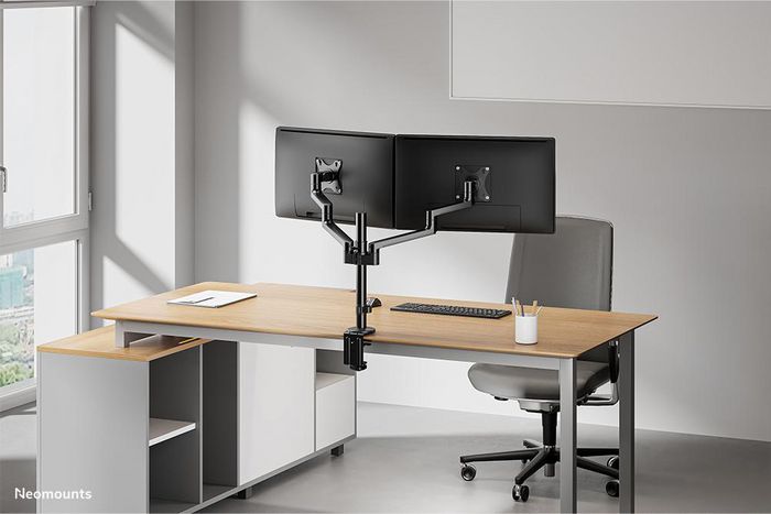 Neomounts DS60-425BL2 Support de bureau double écran à mouvement complet pour écrans 17 à 27 pouces - Noir