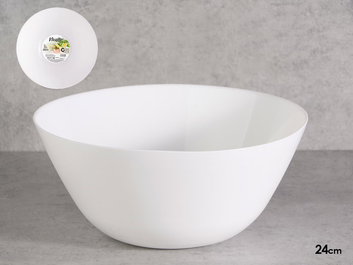 Vivalto Bol en verre Opal blanc 24 cm - Idéal pour salades et service (Set de 18) Vivalto Bol en verre Opal blanc 24 cm - Idéal pour salades et service (Set de 18)